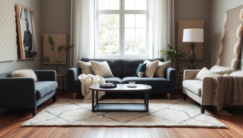 light colored rugs for grey sofa